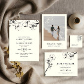 Invitation Mariage d'ivoire floral à main simple