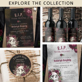 Invitation Anniversaire Crâne foncé et Rose RIP Vingt ans