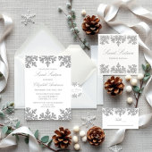 Invitation Silver Gold Snowflake Winter Sweet 16