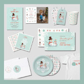 Invitation Joli Snowman Hiver Onederland Anniversaire