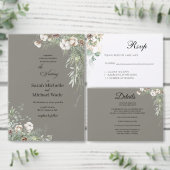 Snowy Greenery Wedding Invitation Kaart (Personaliseer de collectie van deze zelfstandige maker.)