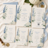 Faire-part de sauvegarde botanique bleu doux