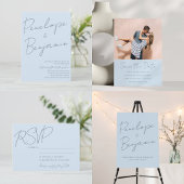 Invitation Boho Script Soft Blue Modern Bridal Shower