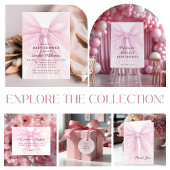 Blush Pink Bow Diaper Raffle Ticket Informatiekaartje