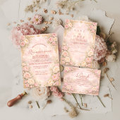 Save The Date Soft Blush Rose Garden Quinceañera