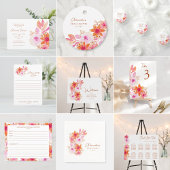 Étiquettes-cadeau Boho Fleurs Rose Orange Douche Merci 