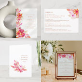 Invitation Boho Chic Aquarelle rose Orange Mariage