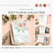 Invitation Douche Florale Romantique Vert doux Couples Mauve 