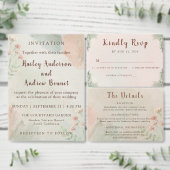 Invitation Rustic Watercolor Peach & Green Rehearsal Dinner (Personnalisez la collection de ce créateur indépendant.)