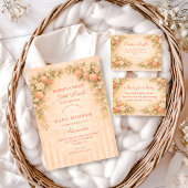 Invitation Soft Peach Floral Baby Shower