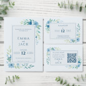 Elegant Blue Floral Weddenschap Hartelijk dank Bedankkaart (Personaliseer de collectie van deze zelfstandige maker.)