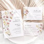 Refined Boho Meadow Wildflower Wedding Invitation
