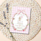 Invitation Some Bunny is One: Pink Bow Rabbit First Birthday 