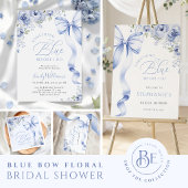 Something Blue Bow Floral Bridal Shower Invitation