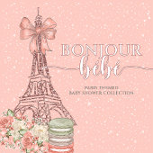 Invitation Bonjour Bebe Romantique Français Baby shower fille