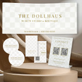 Banderoles Chic Neutral Tan Checkered Shop Name
