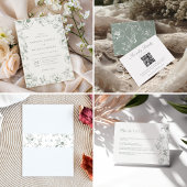 Elegant Dusty Blue Floral QR Code Wedding RSVP 