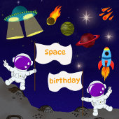 Invitation Caricature de l'astronaute spatiale d'anniversaire