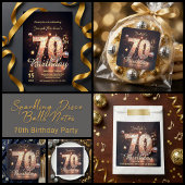 Gold Disco Ball Music Notes 70th Birthday Party Vierkante Sticker