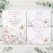 Save The Date Mariage floral à papillon rose profond du printemp (Personnalisez la collection de ce créateur indépendant.)