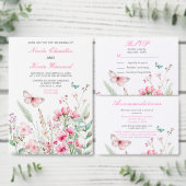 Save The Date Mariage floral papillon rose de printemps (Personnalisez la collection de ce créateur indépendant.)