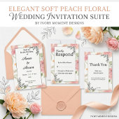 Soft Peach Spring Garden Wedding RSVP