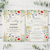Spring Wild Flower Meadow Wedding Drieluik Aankondiging (Personaliseer de collectie van deze zelfstandige maker.)