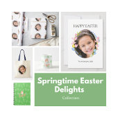 Carte photo de Pâques avec cadre floral - Vert