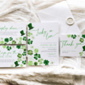 Invitation St. Patricks Day Green Shamrock Baby Shower