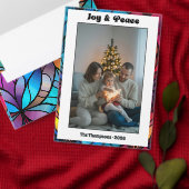 Kerstfeest met glas-in-loodroosvenster kaart (Personaliseer de collectie van deze zelfstandige maker.)