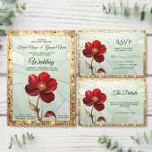 Planificateur Fleur Rouge Vitrail (Personnalisez la collection de ce créateur indépendant.)