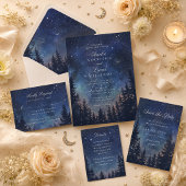 Invitation de mariage céleste forêt nuit étoilée