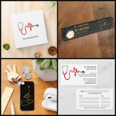 Badge D'identification Stethoscope Médicale ECG Wave EKG Heartbeat Line