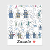 Collection Sticker en vinyle saisonnier d'hiver (3 (Feuille)