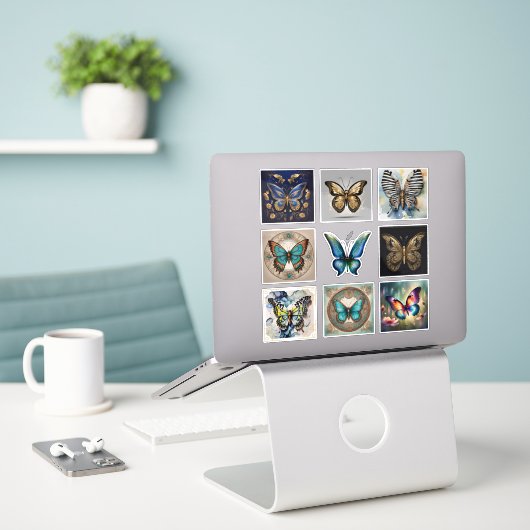 Collection Sticker Papillon (Ordinateur portable sur le bureau)