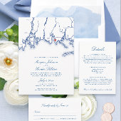 Serviette En Papier Carte CT de Stonington Élégant Mariage bleu marine