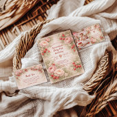 Invitation Strawberry Blush Garden Celebration 1st Birthday