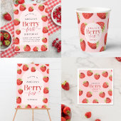 Berry Eerste Verjaardag Aardbei Dank u Cadeaulabel