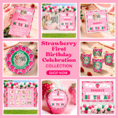 Strawberry 1st Birthday Celebration Welcome Spandoek
