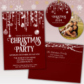 Invitation Red White String Lights Noël Fête