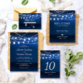 Numéro De Table Bleu Night et Argent String Mariage