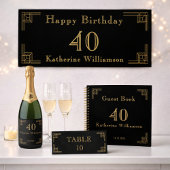 Poster Art Deco Birthday Black Gold Roaring 20's