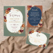 Invitation Mariage florale marine d'automne élégant (Personnalisez la collection de ce créateur indépendant. )