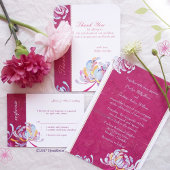 Invitation Mariage floral élégant Fuchsia rose