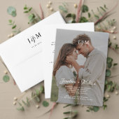 Invitation QR Code Budget Monogramme Script Photo Mariage (Personnalisez la collection de ce créateur indépendant. Test)