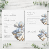 Menu Stylized 3D Lily Flowers Blue Gold (Personnalisez la collection de ce créateur indépendant.)