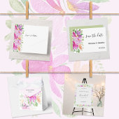 Aquarelle fleur sauvage en rose, jaune, vert