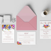 Invitation Fleurs colorées Mariages d'été