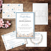 Sticker Rond Mariage d'été Blue Fleur sauvage Grass Wreath