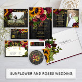 Dessous-de-verre Tournesol rustique et photo mariage rose préférée